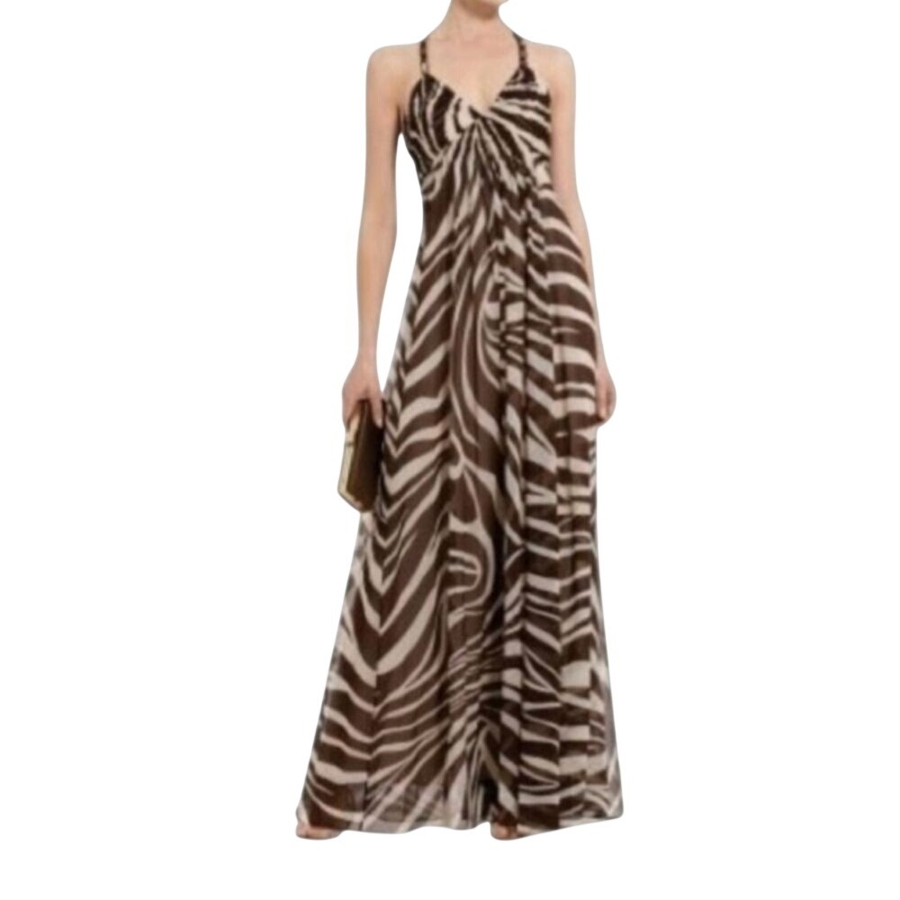 BCBG‎ MAXAZRIA Silk Maxi Hatler Animal Print Dress Size 4 Formal
